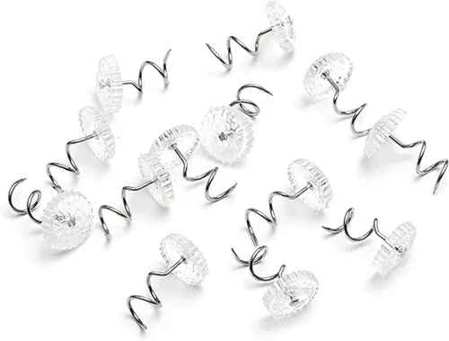 Vista 3 de Akstore 100 alfileres de falda de cama con cabezas transparentes para tapicería, fundas y faldas de cama, alfileres de falda de cama (100 unidades)
