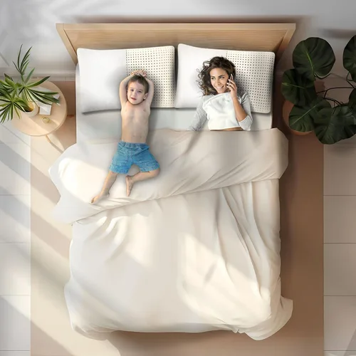 Vista 2 de OrganicTextiles - Almohada de látex de bajo perfil natural (tamaño estándar, suave), con cubierta de algodón orgánico certificado GOTS