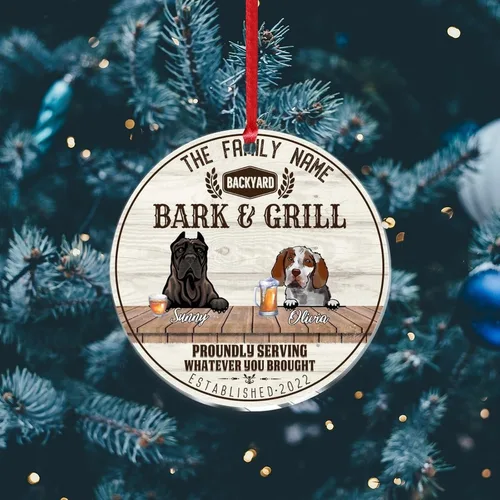 Vista 6 de SILYHEART Presa Canario & Welsh Hound Christmas Acrylic Ornaments Pet Dog Ceramic Christmas Keepsake Family Dog Name Funny Craft Hanging Ornaments