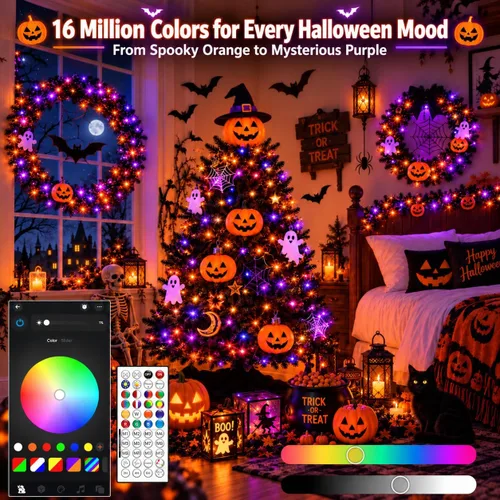 Vista 2 de 120LED 44FT Smart Color Cambio de Halloween Cadena de luces RGB App