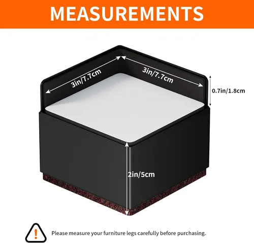 Vista 3 de Elevadores de cama para muebles de 2 pulgadas, paquete de 4 elevadores de muebles de metal resistente, elevadores de patas de escritorio para mesa