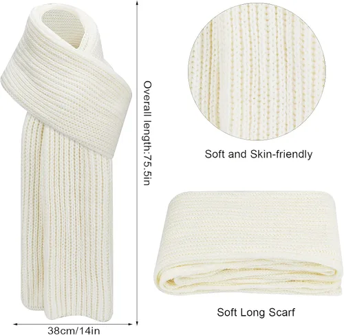 Vista 5 de Hicdaw Gorros de invierno para mujer, bufanda, guantes de invierno para mujer, gorro largo con forro polar, guantes para pantalla táctil