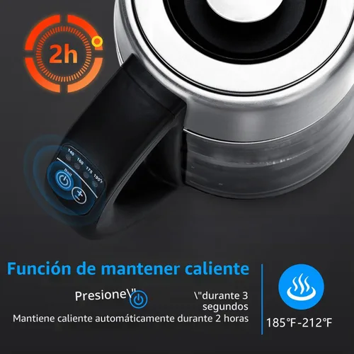Vista 3 de Aigostar Hervidor Eléctrico, Tetera con Control de Temperatura e Infusor de Té, Hervidor de Agua Caliente de 1500W con Temperatura Variable, Función