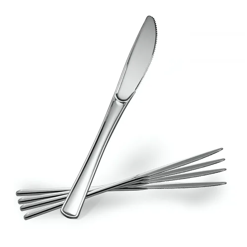 Vista 10 de Plasticpro Tenedores desechables de plástico plateado resistente, cubiertos de plástico elegante que parecen cubiertos de plata real, utensilios