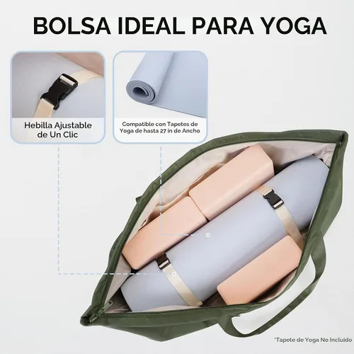 Vista 2 de Bolsa grande para esterilla de yoga con compartimento para zapatos y bolsillo impermeable, bolsa de gimnasio para pilates con soporte para esterilla