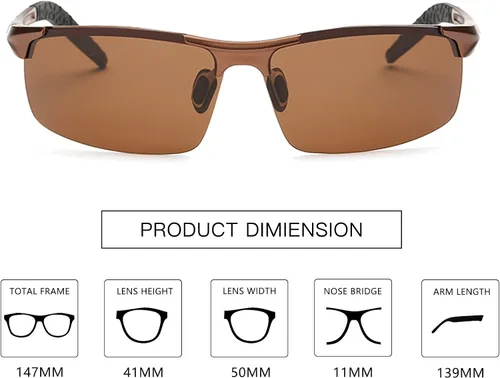 Vista 3 de MOORAY - Lentes de sol polarizados para hombre, protección frente a radiación UV, lentes de sol de moda para hombre, para pesca