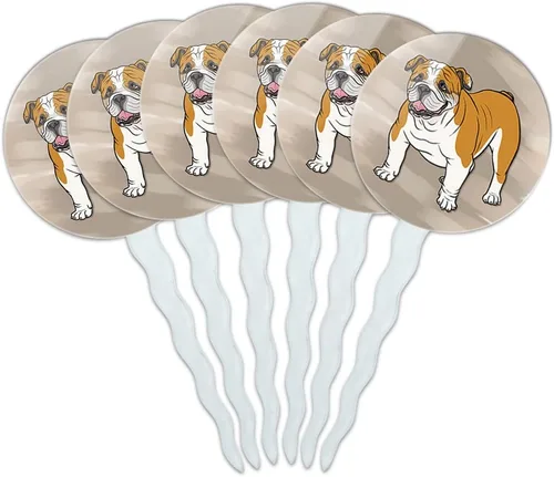 Vista 2 de Juego de 6 palillos para cupcakes para decoración de perros y cachorros - Basset Hound Face