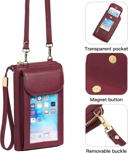 Vista 5 de FALAN MULE Bolso cruzado pequeño para teléfono celular para mujer, cartera de piel sintética