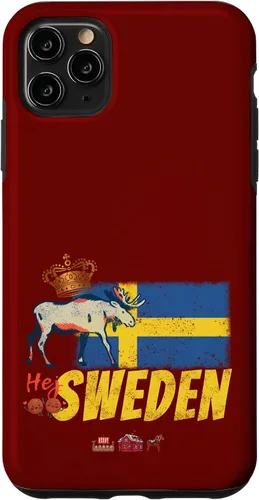 Vista 13 de Funda para iPhone 16 Suecia con bandera vintage y recuerdo de alce