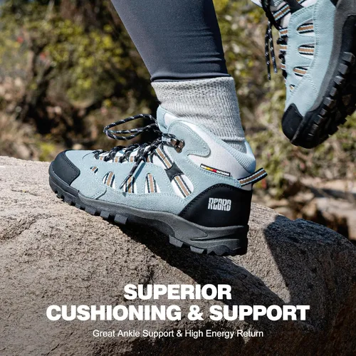 Vista 3 de R CORD Botas de senderismo para mujer, impermeables, ligeras, botas de senderismo con soporte para el tobillo, zapatos de senderismo, botas