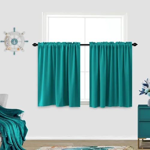 Vista 30 de Cortinas de café KOUFALL de 18 x 24 pulgadas para tratamientos de ventanas pequeñas, niveles de cortinas bohemias opacas para ventanas de RV y Beige
