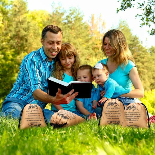 Vista 4 de Paterr 24 bolsas de regalo cristiano con cordón, versículos de la Biblia, diarios de oración, regalos religiosos inspiradores de 6.9 x 10 pulgadas
