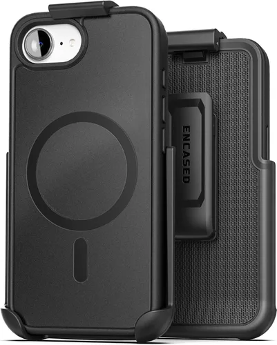 Vista 15 de Encased SlimShield para iPhone 14 Funda con Clip para Cinturón con Soporte para Teléfono (Compatible con MagSafe) Negro Mate (iPhone 14)