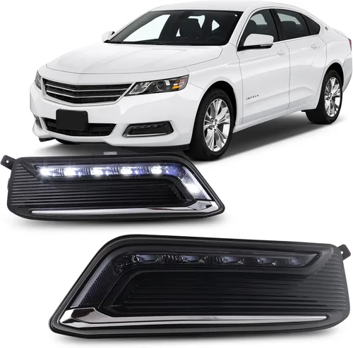 Vista 9 de Juego de luces antiniebla LED DRL compatibles con Chevy Impala 2014-2020 Not for 14-16 Impala limited models, Fog Lamp Assembly Wiring Kit &