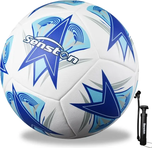Vista 8 de Senston Balón de fútbol tamaño 4 y 5 con bomba de aire y agujas, fútbol de entrenamiento de PVC duradero con bobinado de nailon grueso y vejiga