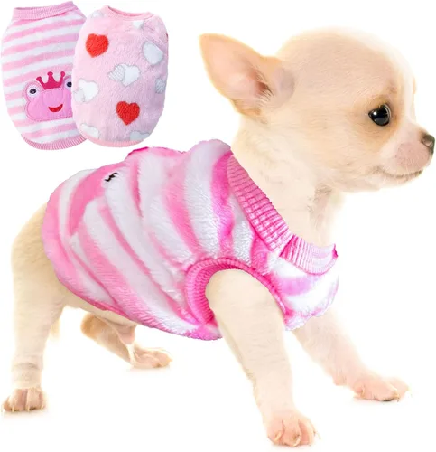 Vista 8 de 2 piezas de ropa para perros taza de té, traje navideño para perros, suéter para cachorros para perros pequeños, suéter para Chihuahua, ropa