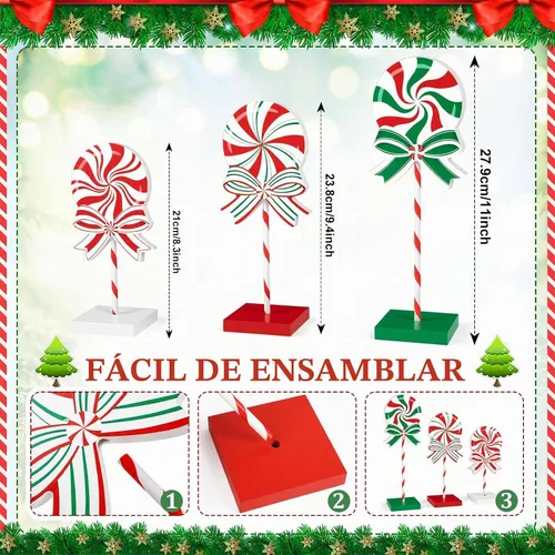 Vista 2 de Juego de 3 piezas de decoración de mesa de Navidad, dulces de madera, decoración de bandeja escalonada de Navidad roja, decoración rústica de mesa