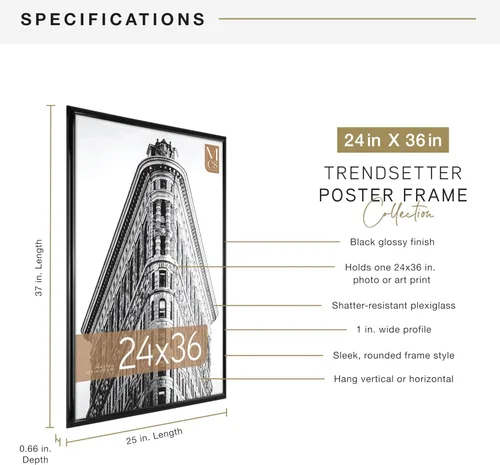 Vista 4 de MCS , Negro 24 x 36 pulgadas trendsetter cartel marco, 24 x 36