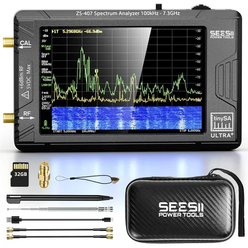 Vista 10 de SeeSii TinySA Ultra+ ZS407 7.3GHz Analizador de espectro: 2025 Actualizado de 4 Pulgadas HW V0.5.4 100kHz-7.3GHz Analizador de frecuencia portátil