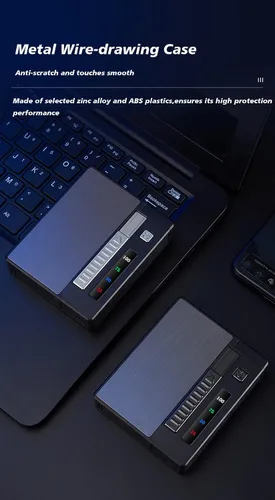 Vista 6 de Ambrogio.L 20 cigarrillos regulares caso/caja con encendedor de arco a prueba de viento con pantalla de alimentación USB recargable, sin llama, a