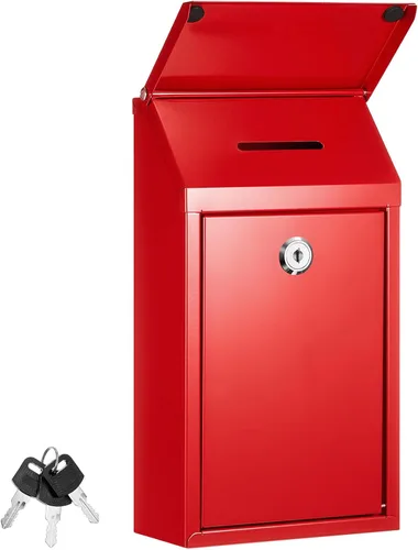 Vista 7 de Yaocom Caja de donación de metal para colección, caja de sugerencias segura con ranura y cerradura, impermeable, para montaje en pared, contenedor