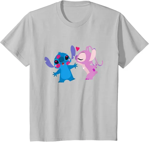 Vista 27 de Disney Stitch and Angel - Camiseta para el día de San Valentín Negro