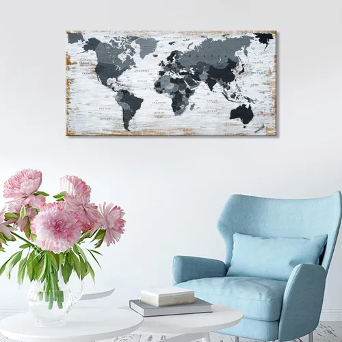Vista 5 de Lienzo decorativo para pared, diseño de mapa del mundo, diseño de mapa del mundo de la oficina, imágenes para decoración de sala de estar, mapa