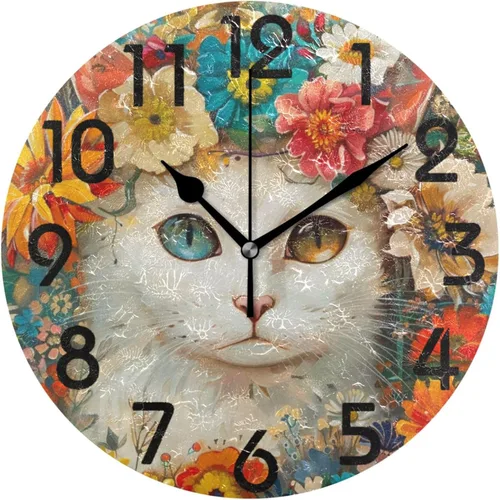 Vista 19 de Pretty Sping Flowers Birdhouse Family Birds Reloj de pared redondo, 10 pulgadas, analógico, silencioso, sin tictac, para el hogar, cocina, sala