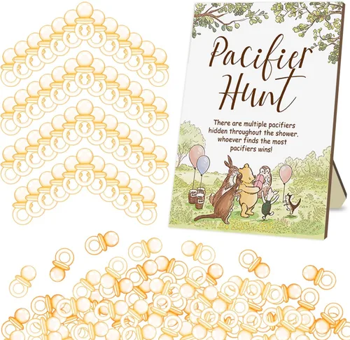 Vista 8 de Winnie Baby Shower Games-Winnie Baby ShowerDecoraciones-Pacififer Hunt Baby Shower Juegos-Baby Shower Mini Chupetes para Baby Shower Juego Juego