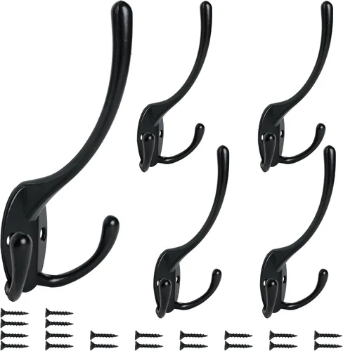 Vista 11 de Aynoo Gancho plegable para abrigos, 2 ganchos de pared plegables, ganchos de metal resistente para toallas, paquete de 2