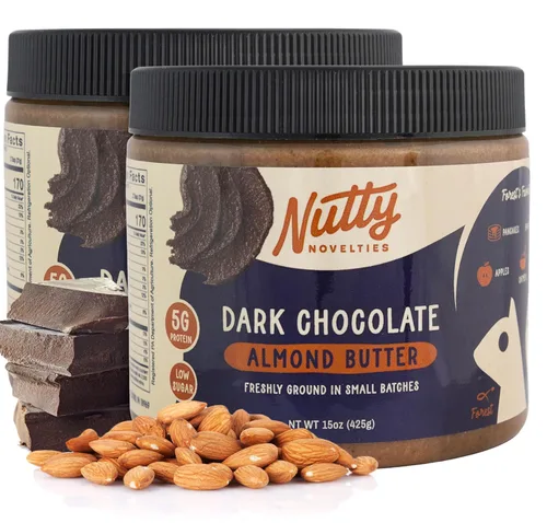 Vista 5 de Nutty Novelties Mantequilla de almendras clásica, alta en proteínas, mantequilla de nuez dulce, sin azúcar añadida, mantequilla de almendras pura