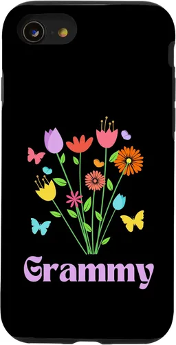 Vista 18 de iPhone 12/12 Pro Grammy Grandma Spring Flowers Pretty Tulips Butterfly Pink Case