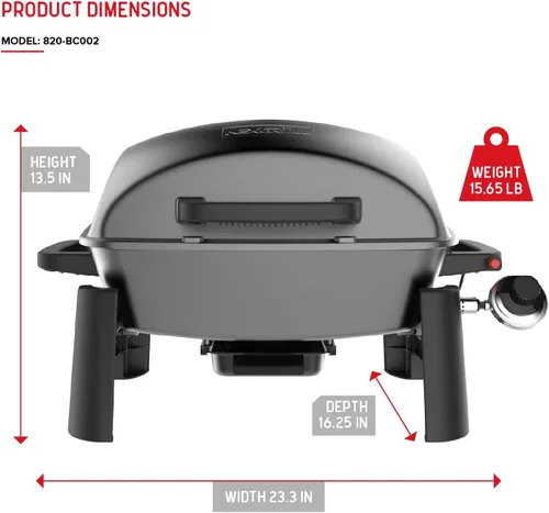 Vista 9 de Nexgrill Parrilla de gas propano portátil de 1 quemador con tapa, encendido piezoeléctrico, 10,000 BTU, 183 pulgadas cuadradas, parrilla de mesa