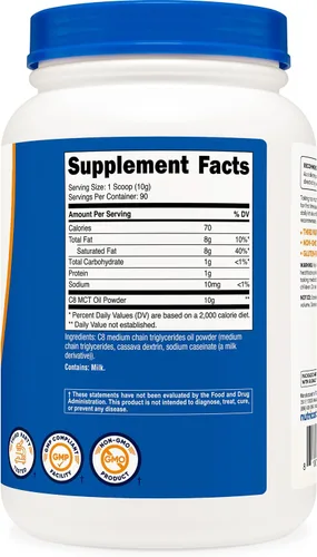 Vista 5 de Nutricost Aceite de C8 MCT en polvo 2LBS (0.95kg) - 95% Aceite de C8 MCT en polvo