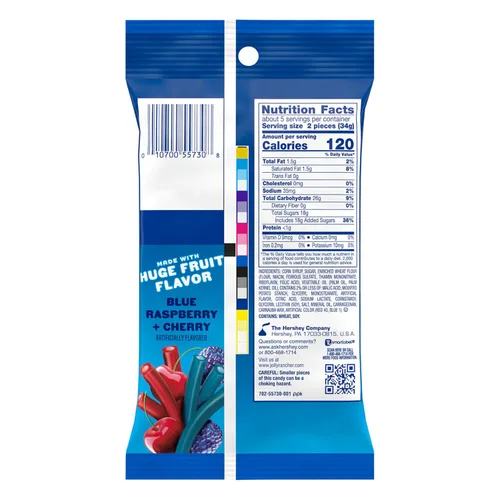 Vista 2 de JOLLY RANCHER Ropes - Bolsa de dulces con sabor a frambuesa azul y cereza, 6 onzas