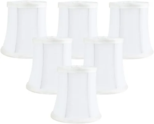Vista 26 de Pantalla de lámpara de araña de seda sintética azul individual – forma de campana suave, ajuste de clip para bombillas de candelabro, 3.5 x 4.5 x