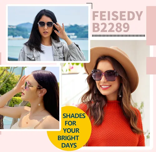 Vista 73 de FEISEDY - gafas de sol polarizadas para mujer, marco compuesto brillante B2289