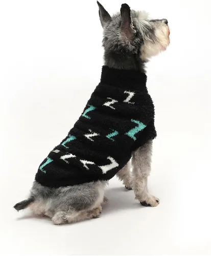 Vista 9 de Suéteres pequeños para perros, ropa de cuello alto de punto suave para clima frío, suéter ligero y cálido para cachorros para chihuahua, yorkie Azul