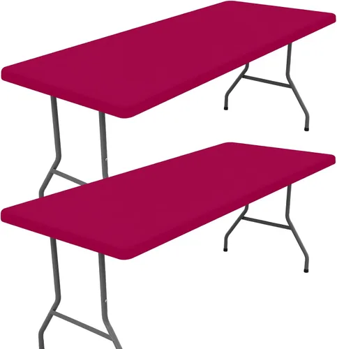 Vista 43 de Moosfor Paquete de 2 manteles rectangulares de elastano de 4 pies, elásticos y ajustables para pícnic, cubierta de mesa de patio elástica y lavable