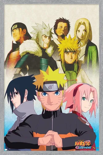 Vista 8 de Trends International Naruto Shippuden - Póster de pared de arte clave, 14.725 x 22.375 pulgadas, versión enmarcada de madera de granero