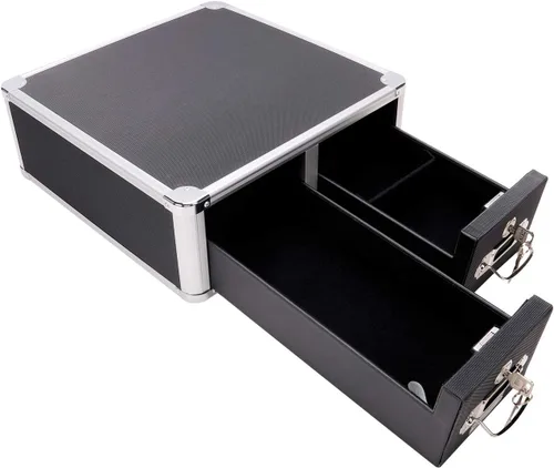 Vista 5 de Vaultz Cerradura 3 x 5 gabinete de la tarjeta de índice, cajón doble, negro (VZ01393)