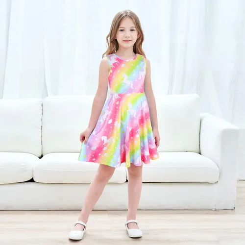 Vista 2 de Jeskids - Vestido de unicornio sin mangas para niñas.
