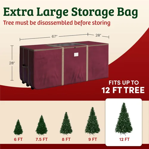Vista 2 de Bolsa de almacenamiento enrollable para árbol de Navidad - Bolsas de almacenamiento resistentes para árboles artificiales de 3.7 m, decoración