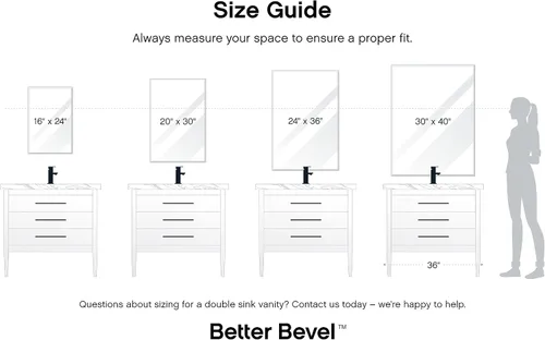 Vista 9 de Better - Espejo rectangular sin marco biselado Espejo de pared de baño de 30 x 36 pulgadas con borde biselado Sistema para colgar ultra
