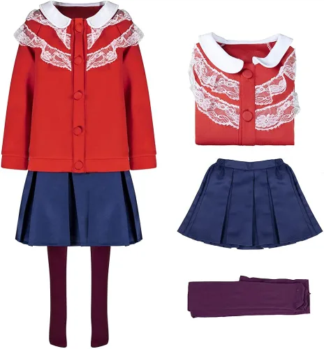 Vista 2 de Mei Cosplay Costume Red Panada Jacket Skirt with Tights for Girls