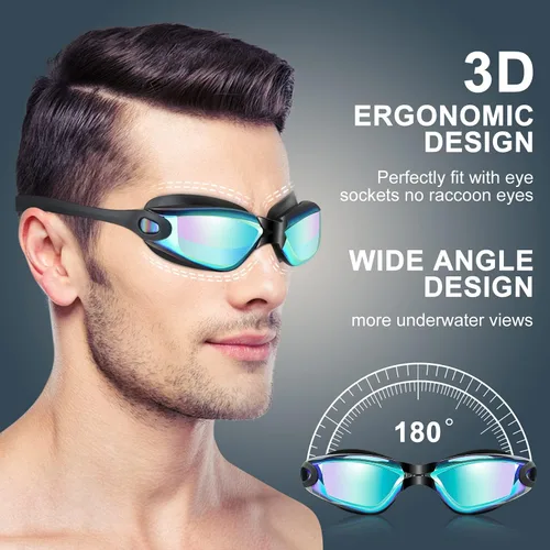 Vista 3 de COOLOO Gafas de natación, paquete de 2 gafas de natación para hombres y mujeres, gafas de natación para adultos, jóvenes, adolescentes, niños, gafas
