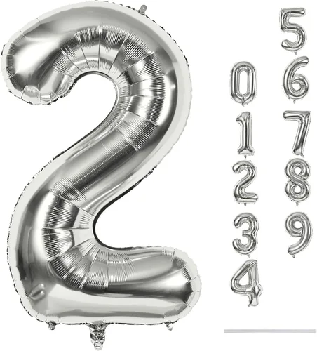 Vista 55 de Globo negro del número 0 para niñas y niños, 40 pulgadas, grande, número 0-9, de papel de aluminio, de Mylar para helio, juego de globos digitales