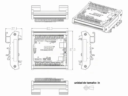 Vista 7 de Módulo de bloque de terminales de ruptura de pinout de montaje en carril DIN para Arduino UNO R3