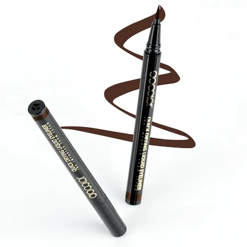 Vista 15 de Docolor - Lápiz delineador de ojos impermeable súper delgado y preciso, delineador líquido negro para todo el día, maquillaje profesional, lápiz