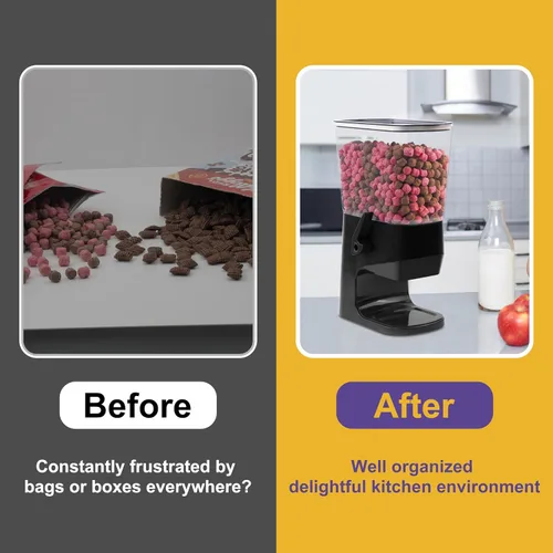 Vista 3 de Dispensador de cereales para encimera, 1 paquete, dispensador de alimentos secos, organizador de aperitivos, recipientes delgados de almacenamiento